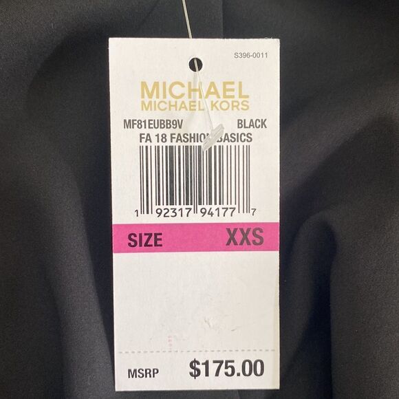 Michael Kors black red stripe elastic waist collar sleeves length 19 inches - Picture 5 of 7